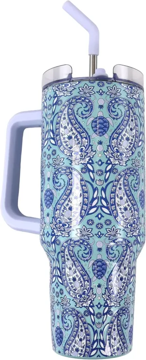 Simply Southern | 40 oz Tumbler with Straw and Lid | Insulated Cup Reusable Stainless Steel Water Bottle Travel Mug Cupholder Friendly | Gifts for Women (Paisley 40 oz)
