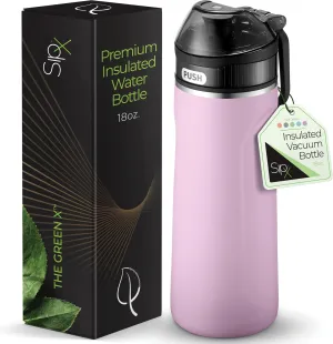 SipX™ Triple-Insulated Stainless Steel Water Bottle - 18oz. With Straw Lid, BPA-Free Reusable Insulated Water Bottle Keeps Cold For 12 Hours, Metal Water Bottle Made Of Sustainable Material For Hiking