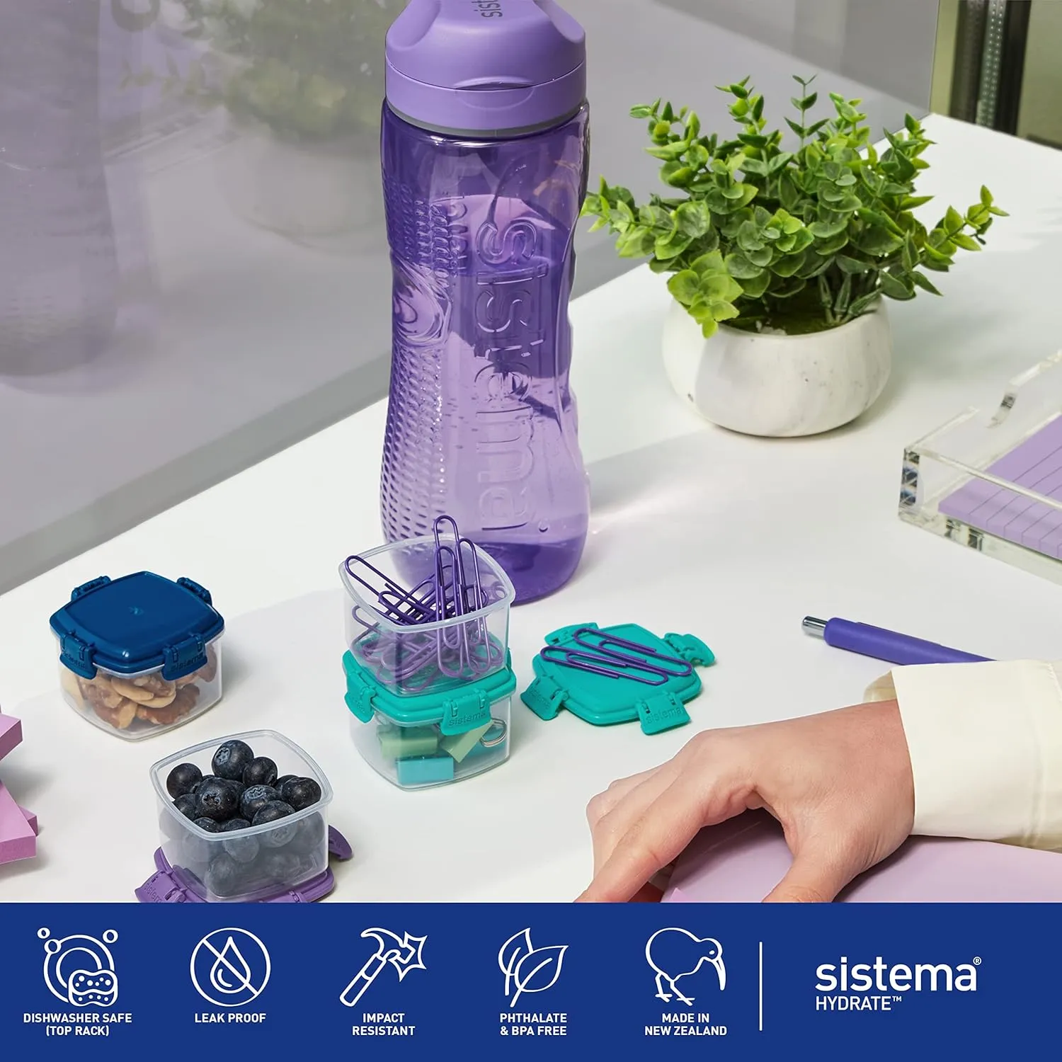Sistema Tritan Active Sports Water Bottle | 800 ml | Leakproof Water Bottle | BPA-Free | Assorted Colours