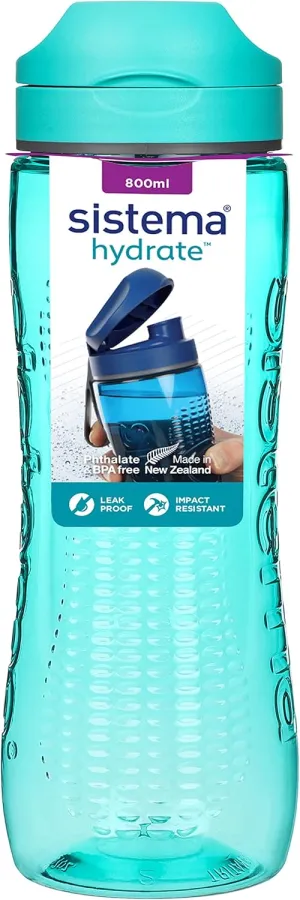 Sistema Tritan Active Sports Water Bottle | 800 ml | Leakproof Water Bottle | BPA-Free | Assorted Colours