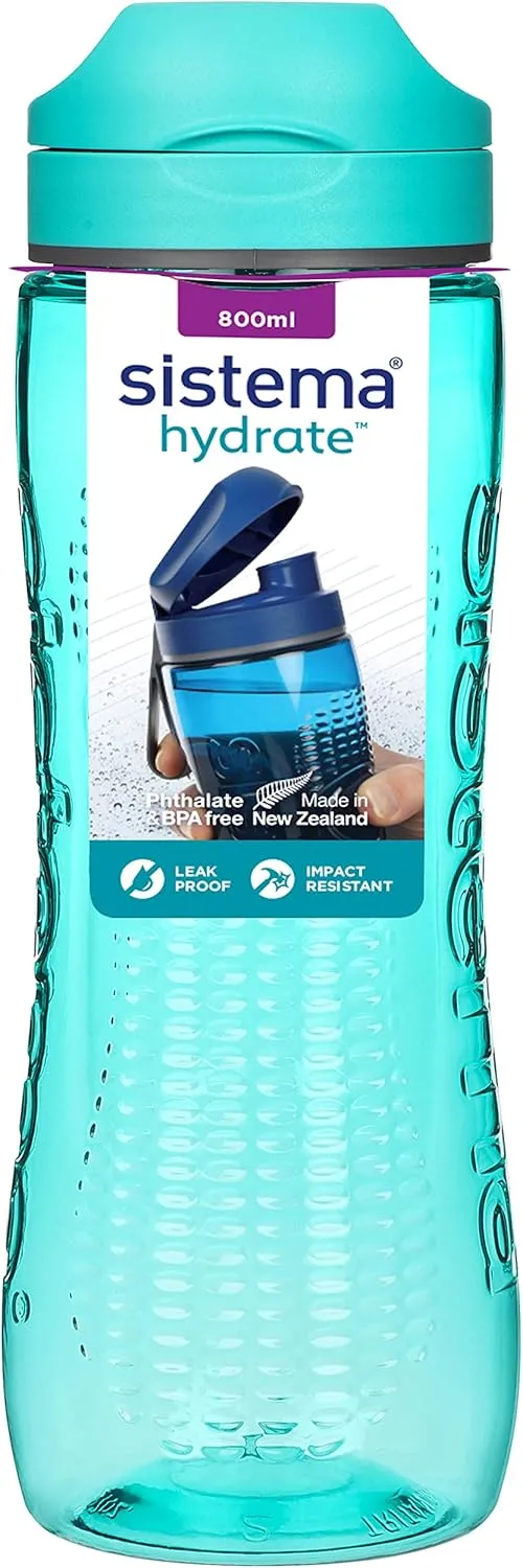 Sistema Tritan Active Sports Water Bottle | 800 ml | Leakproof Water Bottle | BPA-Free | Assorted Colours