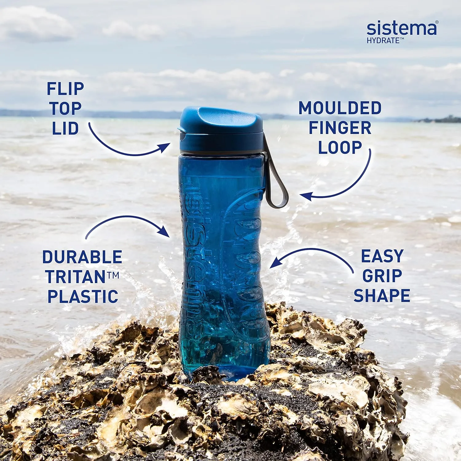 Sistema Tritan Active Sports Water Bottle | 800 ml | Leakproof Water Bottle | BPA-Free | Assorted Colours