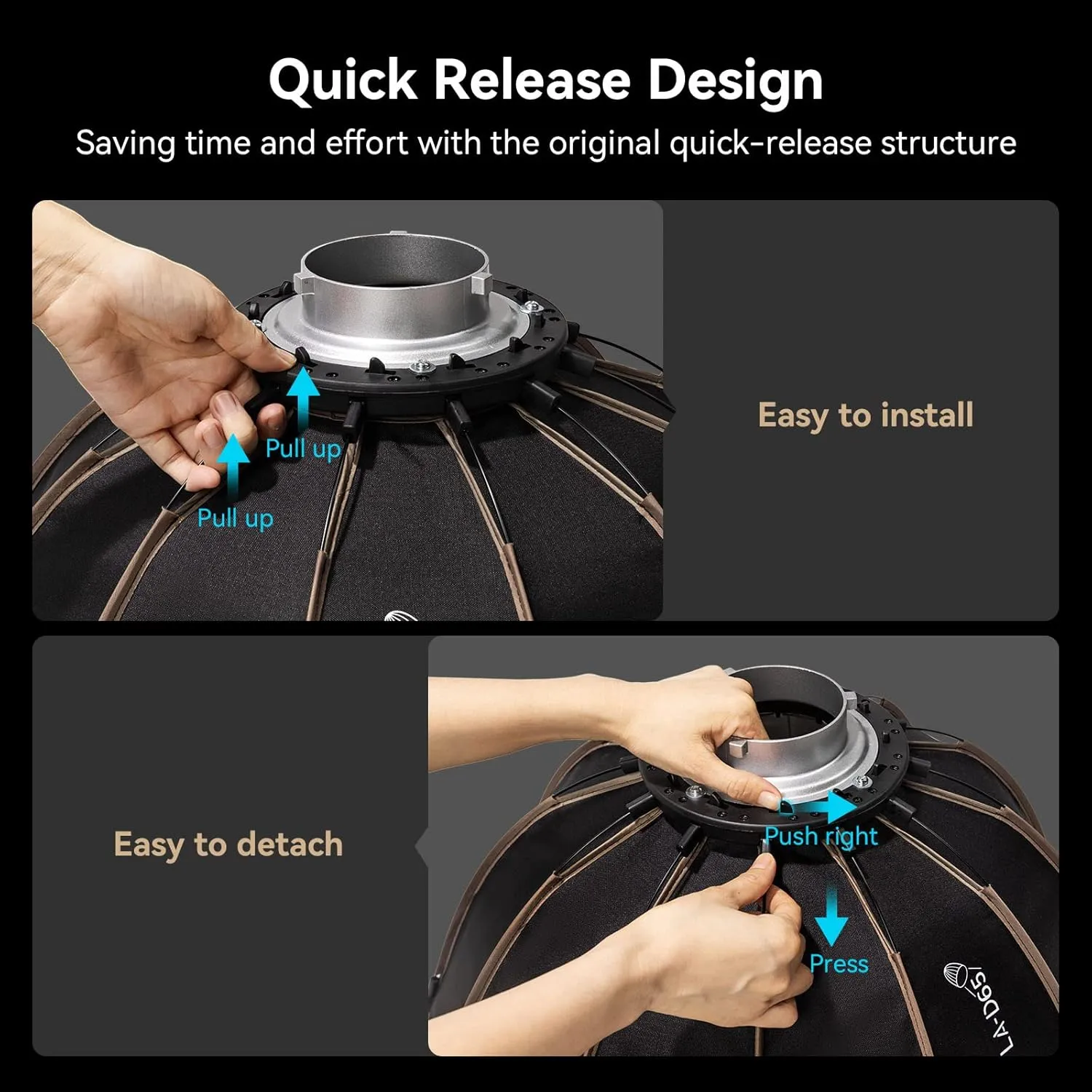 SMALLRIG Parabolic Softbox LA-D65 65cm Quick Release, Compatible with SmallRig RC 120D/RC 120B/RC 220D/RC220B and Other Bowens Mount Light