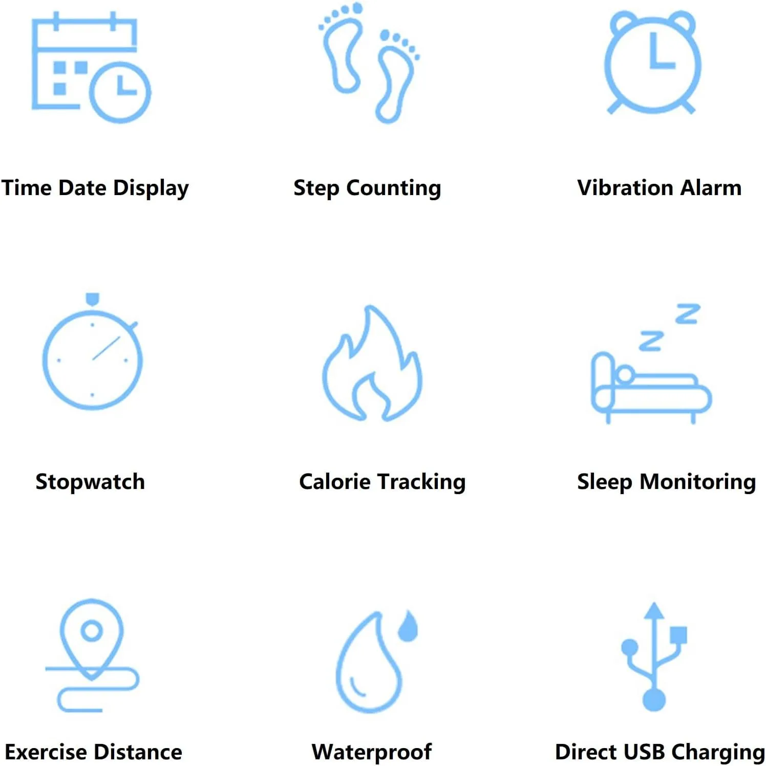 Smart Watch for Men Women Digital Watch Fitness Tracker Band Sleep Monitor Activity Tracker Calorie Distance Step Counter Vibrating Alarm Clock Waterproof LED Backlight USB Charging NO APP