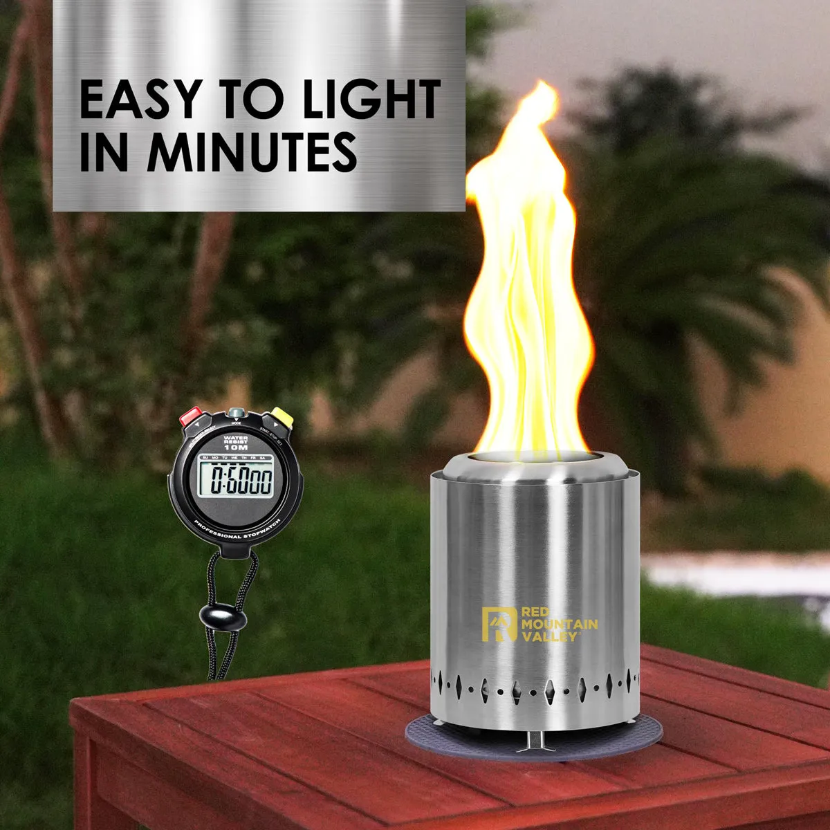 Smokeless Tabletop Fire Pit with Mat, Portable Mini Low Smoke Camping Stove, Stainless Steel, Silver