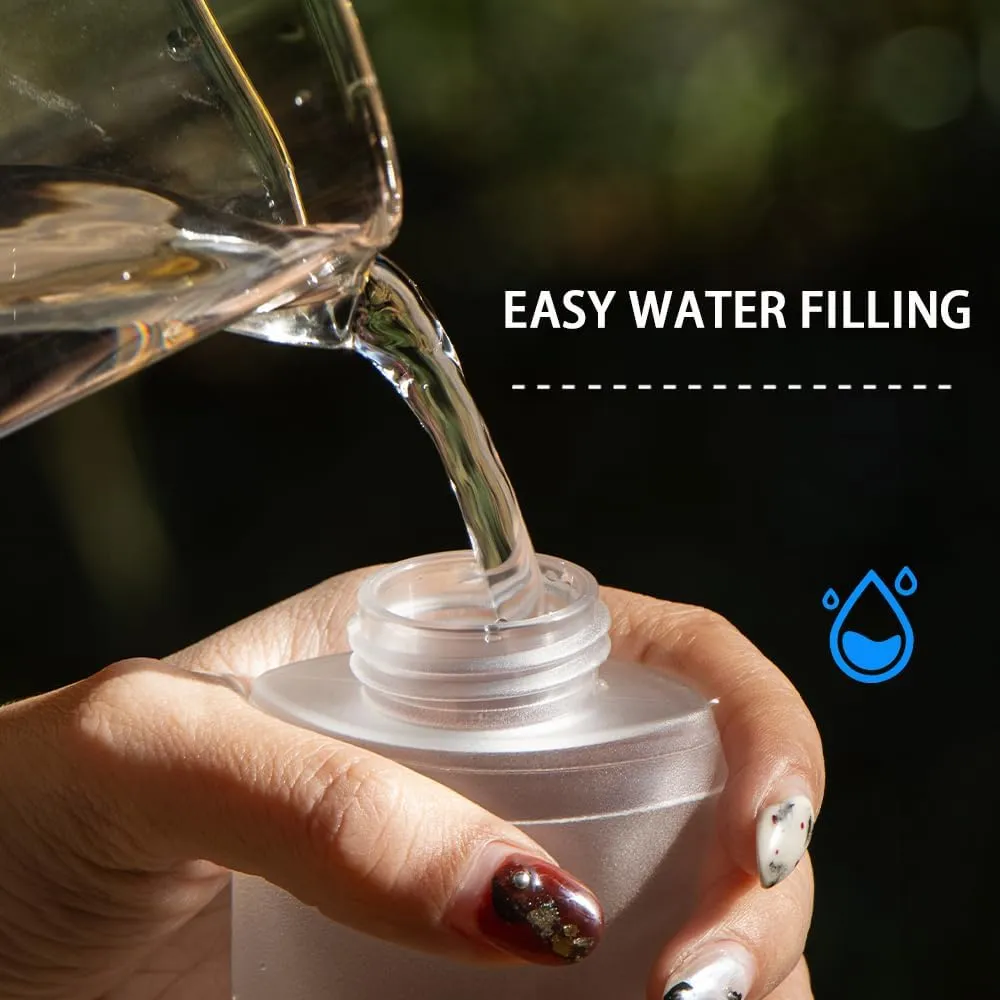 Soft Flasks Running Water Flask Folding Soft Water Bottles Small for Outdoor Sports Hiking Hydration Pack 5oz/8oz/17oz(SKY BLUE,8oz*2 Straw*2)