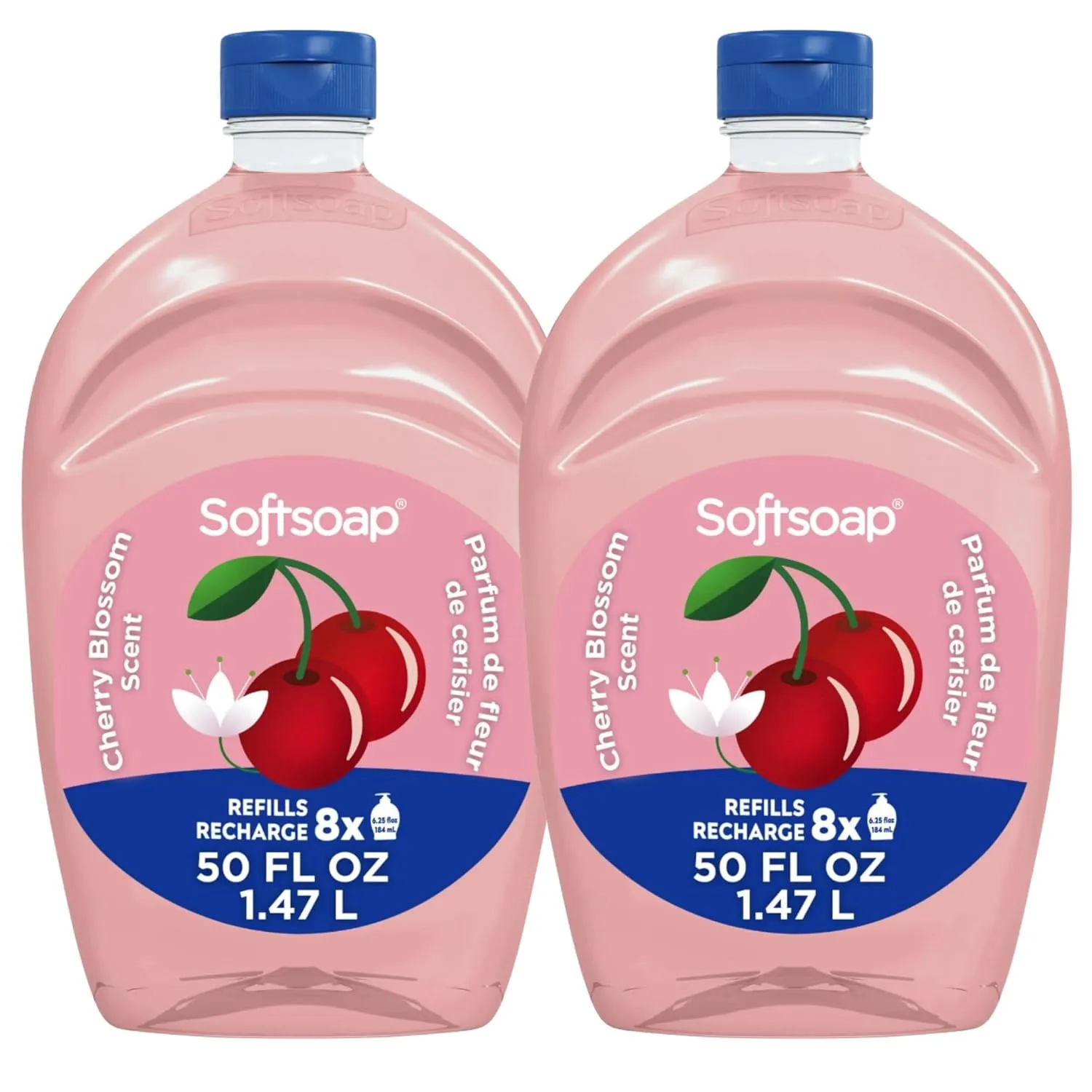 Softsoap Limited Edition Seasonal Scents | Extra Large Refill Bottles, 100 FL Oz Total, 2-50 Fl Oz Bottles for Refilling Liquid Hand Wash (Cherry Blossom)