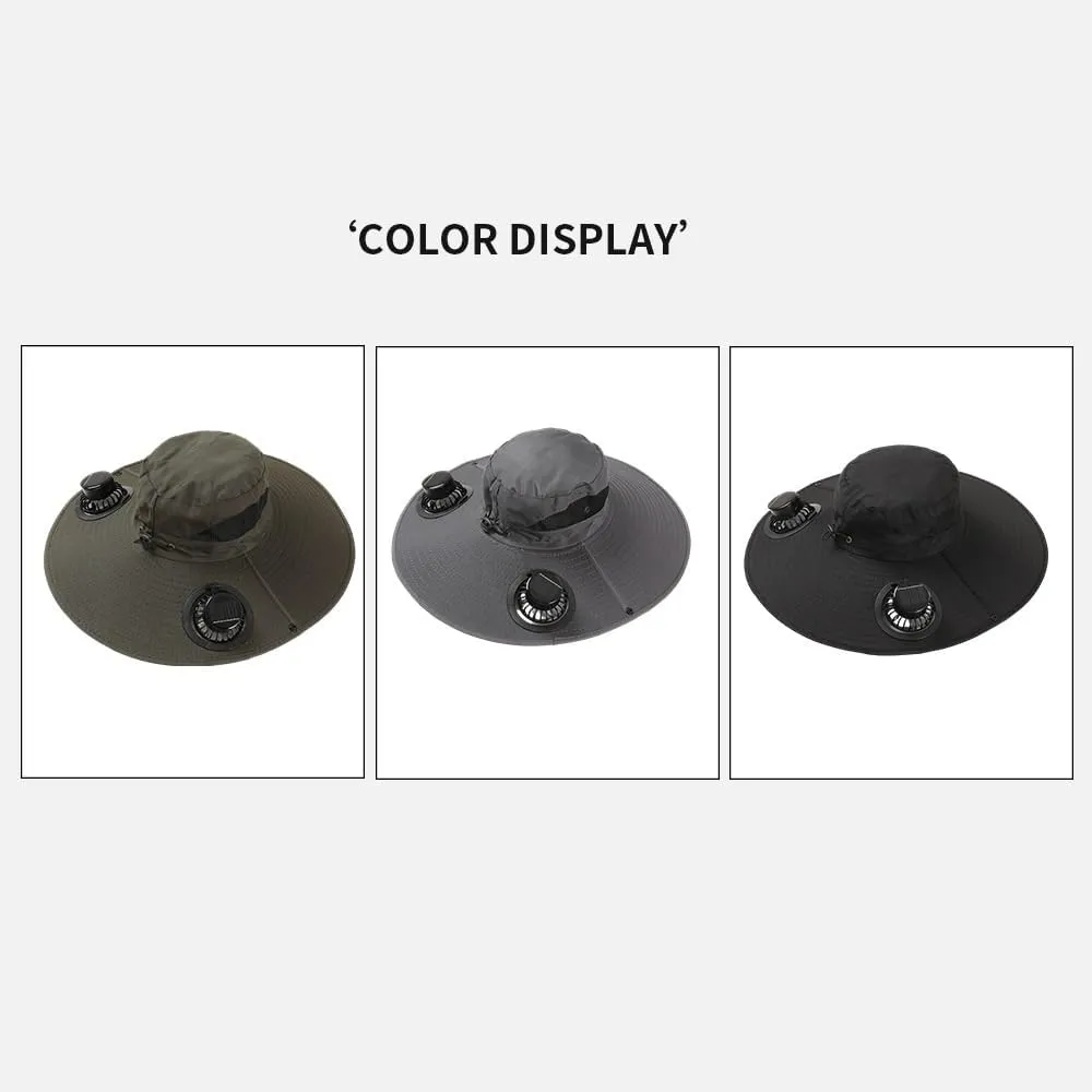 Solar Fan Outdoor Fishing Hat for Men Wide Brim Fishing Hat with Solar Powered Fan,Sun Protection,Hat with Fan for Outdoor