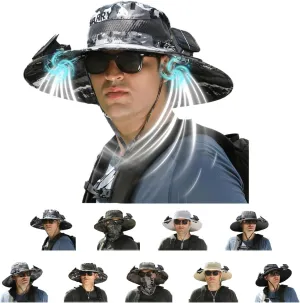 Solar-Powered Cooling Hat with Dua USB-Rechargeable Fans Protection for Fishing/Camping/Beach Waterproof Unisex Outdoor Gear