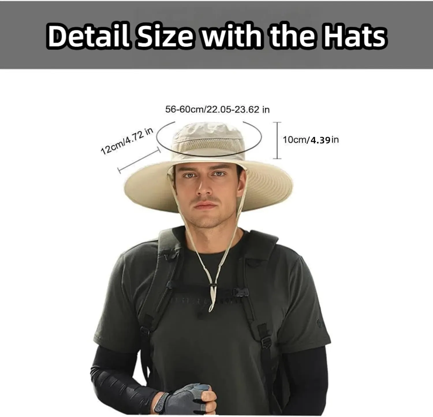 Solar Powered Sun Hat with 2 Fans, Outdoor Wide Brim, USB Rechargeable,One Size Adjustable Unisex Hat for Hiking, Camping