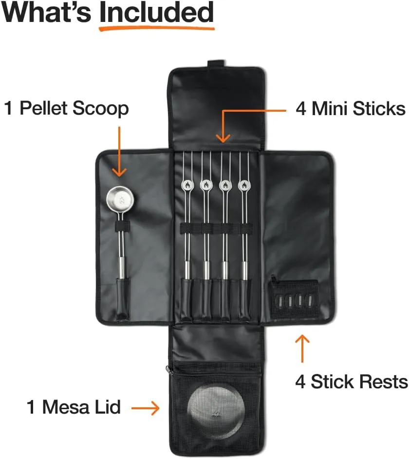Solo Stove Mesa Accessory Pack | Incl. 4 Stainless Steel Mini Sticks   Stick Rests, Pellet Scoop, Mesa Lid, Carry Case, Accessories for Outdoor Fire Pit, 8.8 x 16 in, 2.5 lbs
