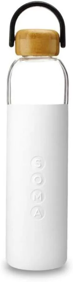SOMA Glass Water Bottle with Silicone Sleeve, BPA-Free, White, 25oz