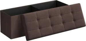 SONGMICS MAZIE Collection - 43 Inches Folding Storage Ottoman Bench, Ottoman Foot Rest, End of Bed Bench, Storage Chest, Load 660 lb, for Living Room, Bedroom, Entryway, Brown ULSF77BR