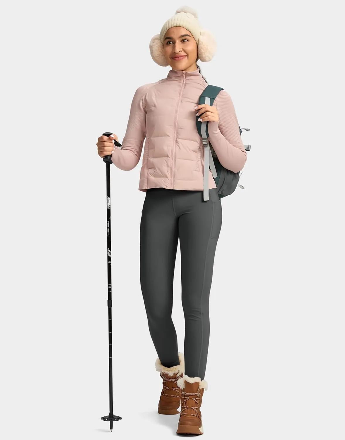 Soothfeel Women's High Waisted Fleece Lined Leggings Pants with Pockets Thermal Warm Winter Ski Hiking Running Workout Pants