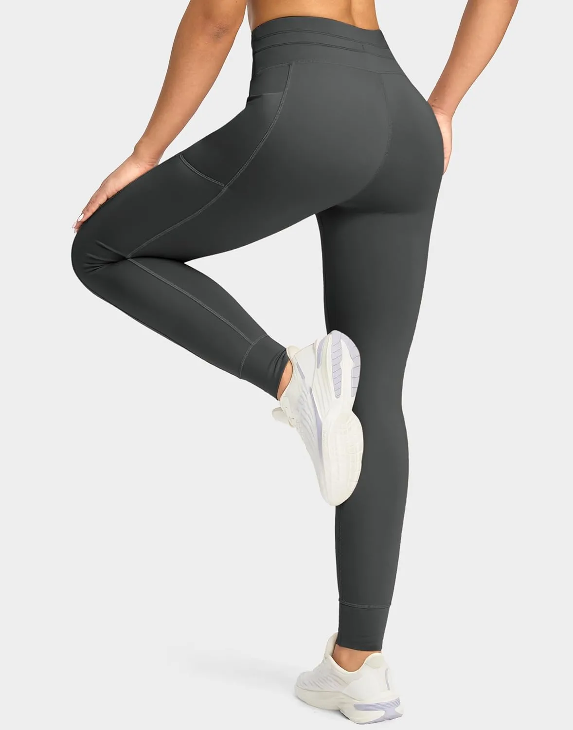 Soothfeel Women's High Waisted Fleece Lined Leggings Pants with Pockets Thermal Warm Winter Ski Hiking Running Workout Pants