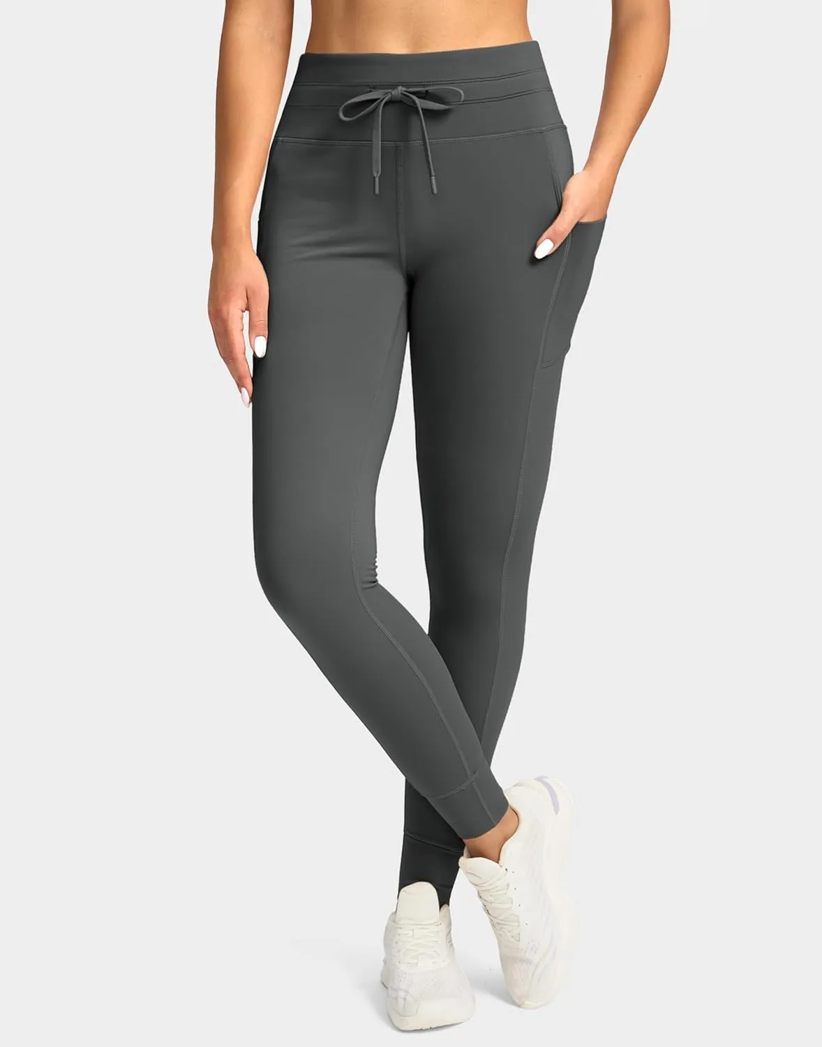 Soothfeel Women's High Waisted Fleece Lined Leggings Pants with Pockets Thermal Warm Winter Ski Hiking Running Workout Pants
