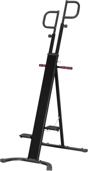 Soozier Folding Vertical Climber Exercise Machine, Height Adjustable Climbing Machine with LCD Monitor and Transport Wheels, Stair Stepper for Full Body Workout, Black