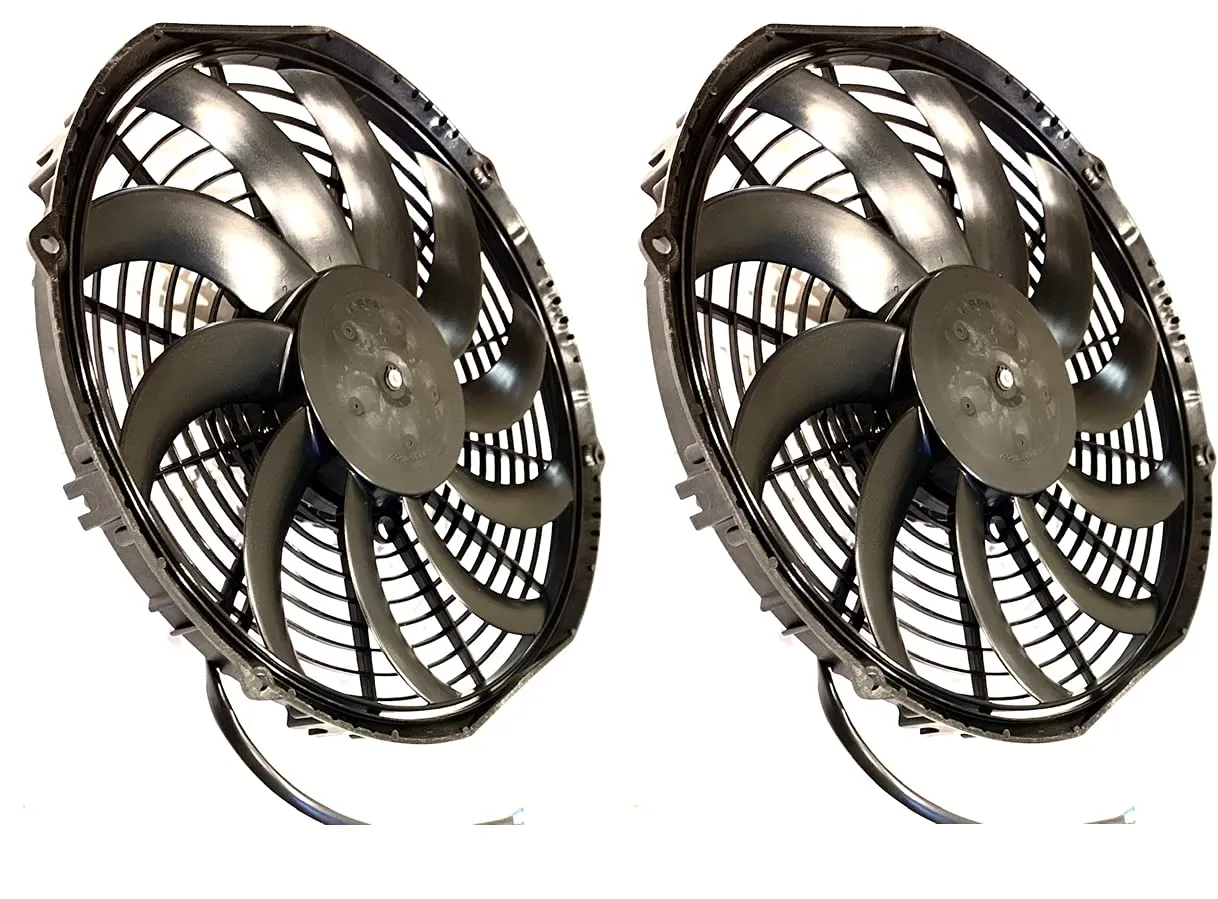 SPAL 30100435 10'' Low-Profile Radiator Puller Fan Curved Blades 12 Volt 847 cfm VA11-AP7/C-57A Cooling for Radiators, Oil Coolers, and Compact Applications - 2 Pack