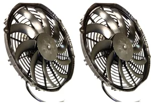 SPAL 30100435 10'' Low-Profile Radiator Puller Fan Curved Blades 12 Volt 847 cfm VA11-AP7/C-57A Cooling for Radiators, Oil Coolers, and Compact Applications - 2 Pack