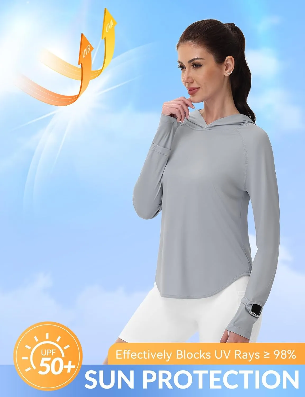 SPEXIAL Women's UPF 50  Sun Shirt SPF Long Sleeve Fishing Hiking Shirts with Hoodie UV Protection Lightweight Outdoor