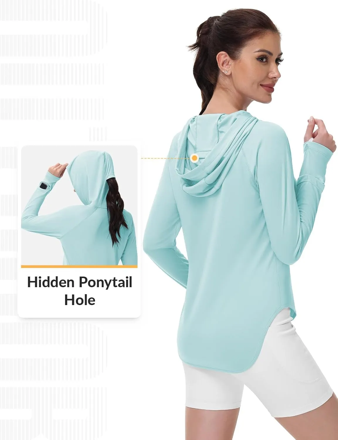SPEXIAL Women's UPF 50  Sun Shirt SPF Long Sleeve Hiking Fishing Shirts with Hoodie UV Protection Lightweight Outdoor