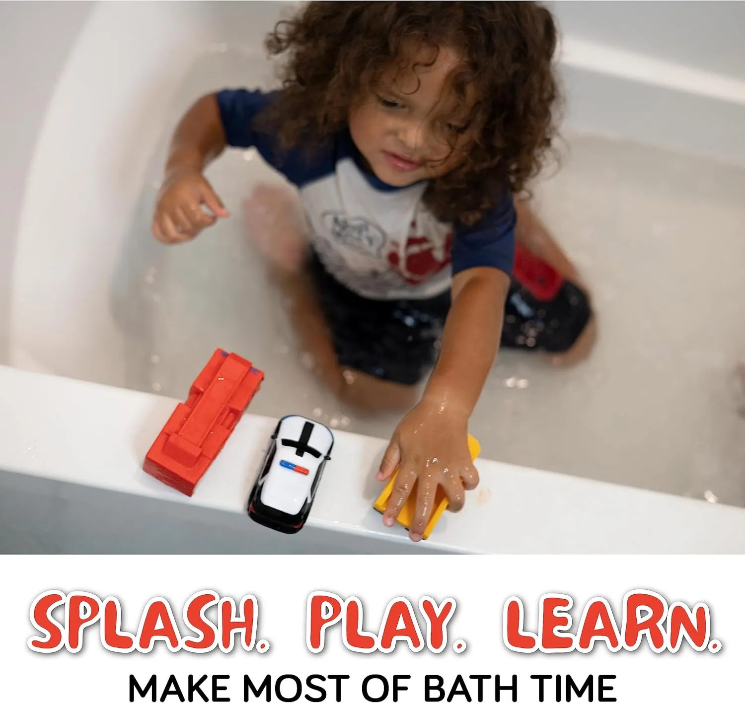 SplashEZ Mold Free Baby Bath Toys, No Hole Bath Toys for Toddlers, Bathtub 6-Pack Cars Set for Kids, No Mold Floating Water 6 Vehicles Set for Pool, BPA-Free Safe Fun, Infant Ages 1 3 6 12 18 Mo