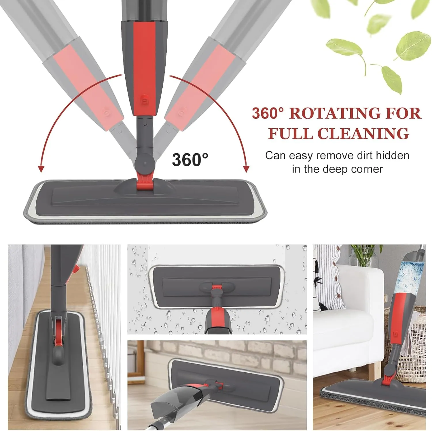 Spray Mop for Floor Cleaning,Microfiber Dust Mop with Sprayer with 3 pcs Washable Pads and 400ml Refillable Bottle,Beyoco Dry Wet Jet Mop for Kitchen Wood Floor Hardwood Laminate Ceramic Tiles