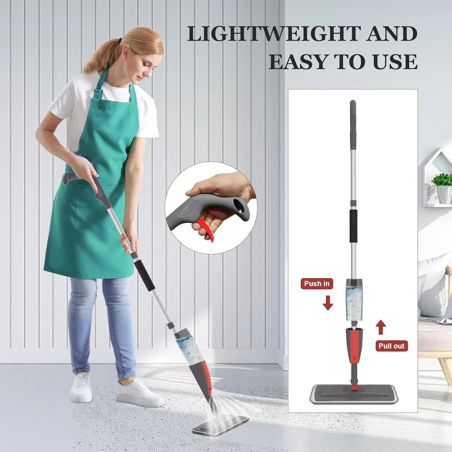 Spray Mop for Floor Cleaning,Microfiber Dust Mop with Sprayer with 3 pcs Washable Pads and 400ml Refillable Bottle,Beyoco Dry Wet Jet Mop for Kitchen Wood Floor Hardwood Laminate Ceramic Tiles