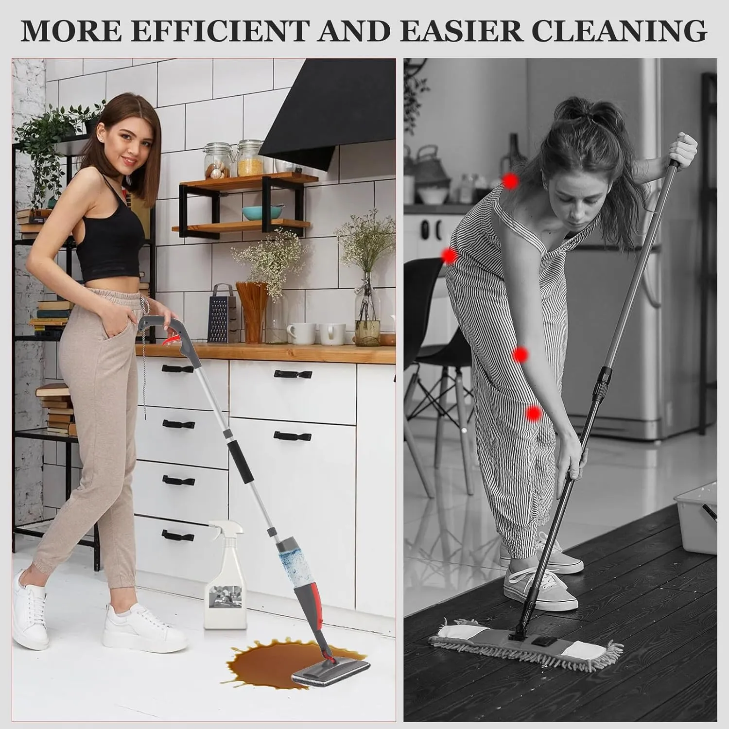 Spray Mop for Floor Cleaning,Microfiber Dust Mop with Sprayer with 3 pcs Washable Pads and 400ml Refillable Bottle,Beyoco Dry Wet Jet Mop for Kitchen Wood Floor Hardwood Laminate Ceramic Tiles