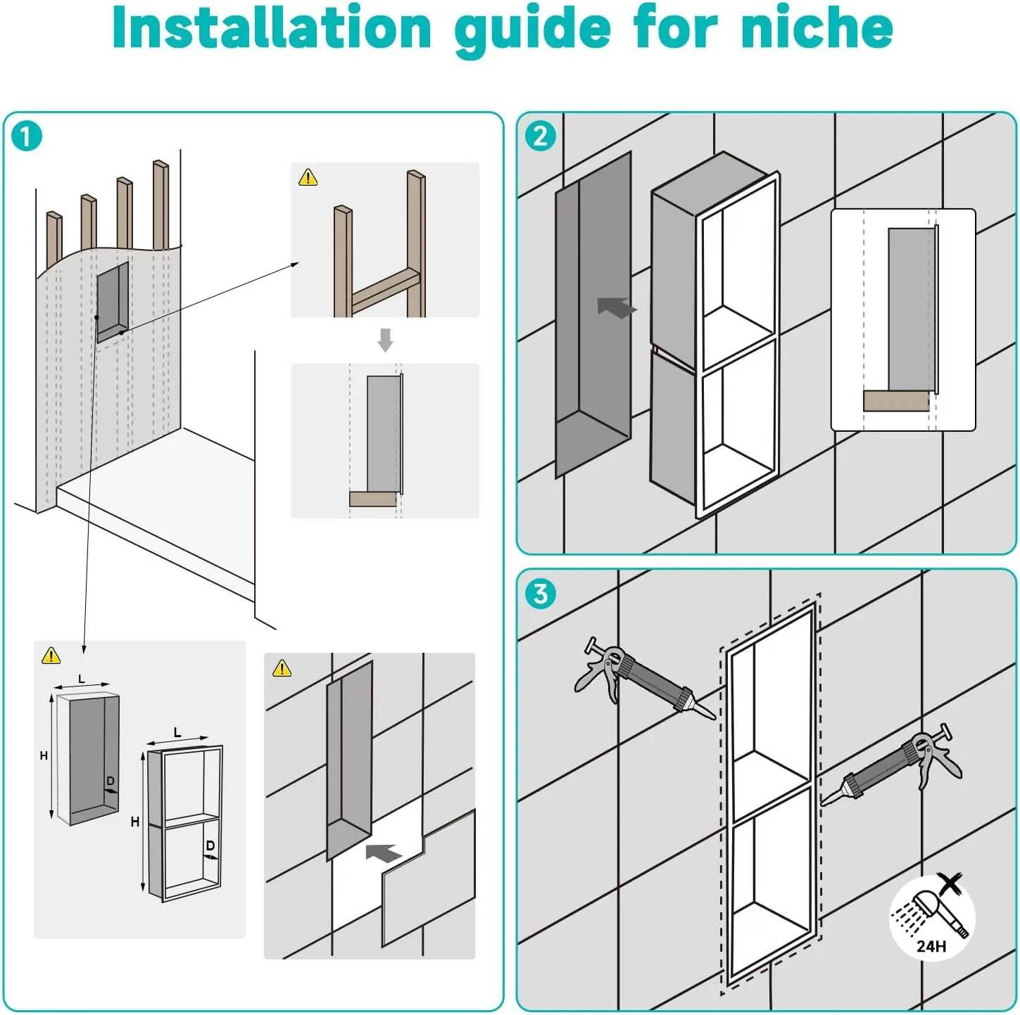 Stainless Steel Shower Niche 12" x 30" – Recessed Wall Niche with 3-Tier Storage, Waterproof & Rustproof Modern Bathroom Shower Shelf (Brushed Nickel)