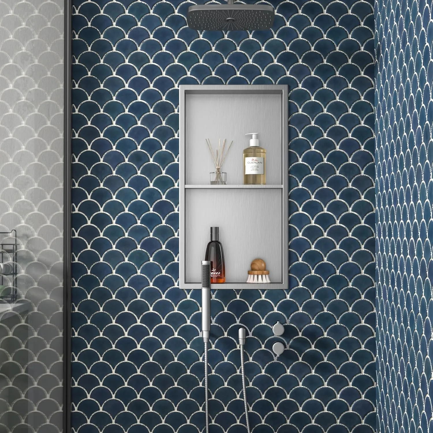 Stainless Steel Shower Niche Brushed with Shelf 24" X 12" No Tile Need Niche Shower for Bathroom Wall Storage with Aluminum Waterpoof Box