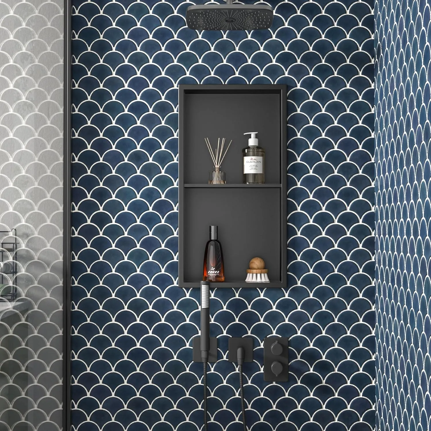 Stainless Steel Shower Niche Matte Black with Shelf 24" X 12" No Tile Need Niche Shower for Bathroom Wall Storage with Aluminum Waterpoof Box