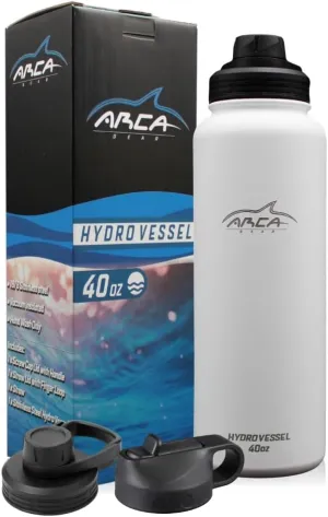 Stainless Steel Water Bottle With 2 Lids (Straw & Sport) - Sport Bottles for Men, Women & Kids - Double Walled, Insulated Thermos (White, 40 oz)