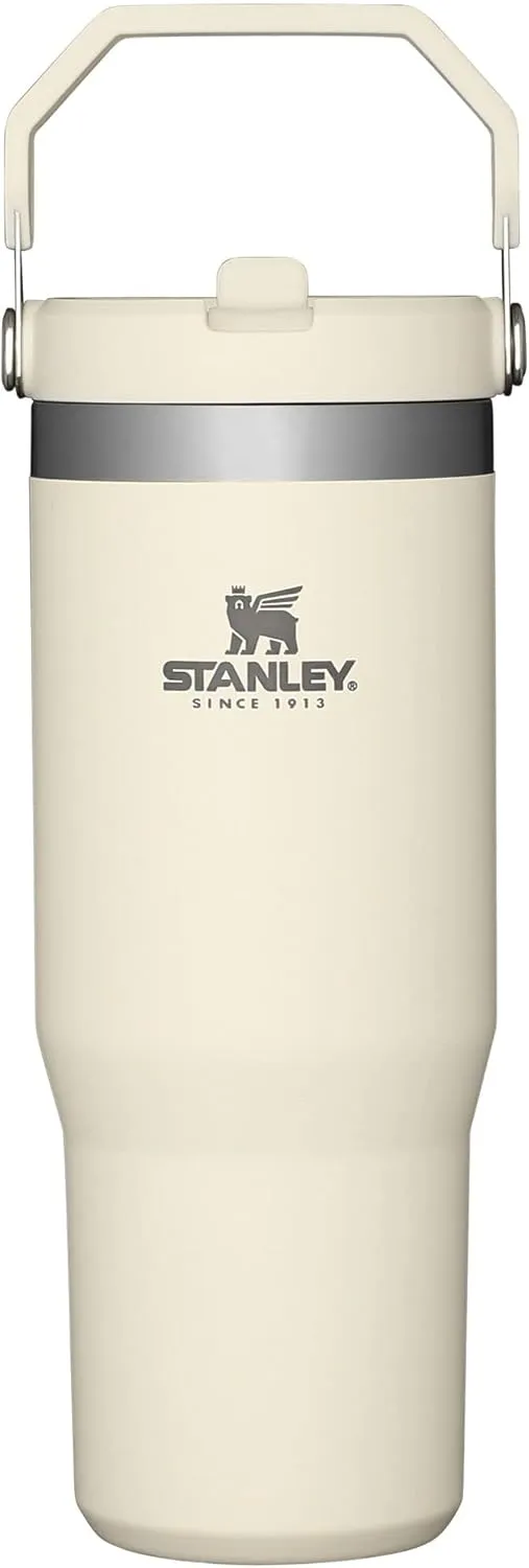 STANLEY IceFlow Stainless Steel Tumbler with Straw - Vacuum Insulated Water Bottle for Home, Office or Car - Reusable Cup with Straw Leak Resistant Flip - Cold for 12 Hours or Iced for 2 Days (Cream)