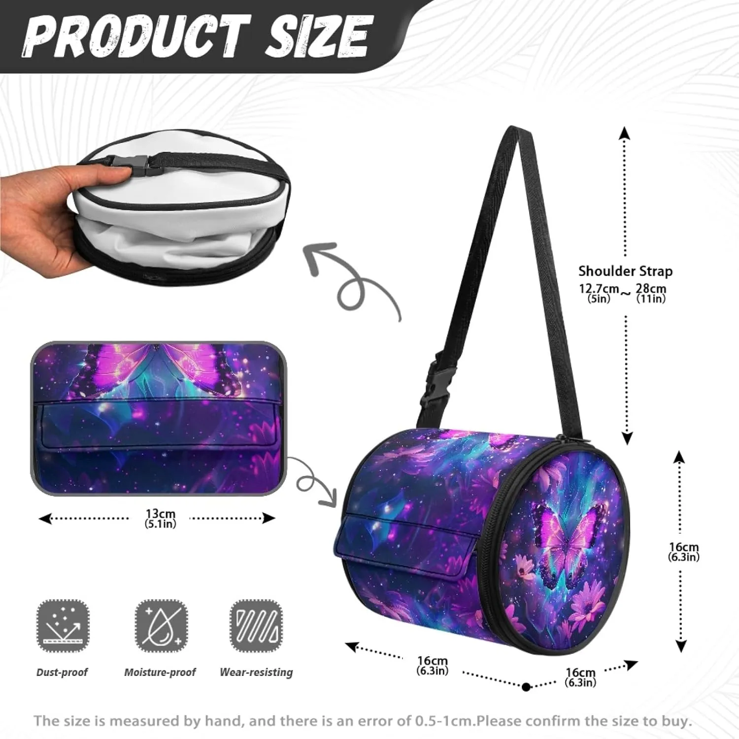 Starry Butterfly Round Paper Towel Storage Bag for Restroom Daisy Print Toilet Paper Holder with Hanging Strap Round Paper Towel Storage Bag for Parlors Roll Tissue Dust Bag