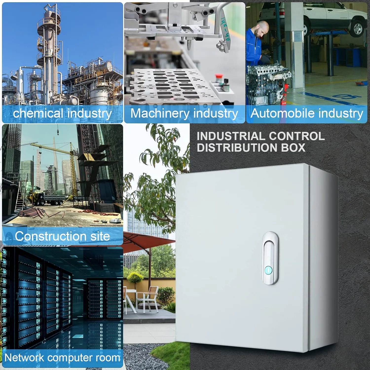 Steel Electrical Junction Box, Indoor&Outdoor Electrical Enclosure Box, Wall Mounted Waterproof&Dustproof Metal Box, Universal Electric Equipment Enclosure Box with Safety Locks and Mounting Plates