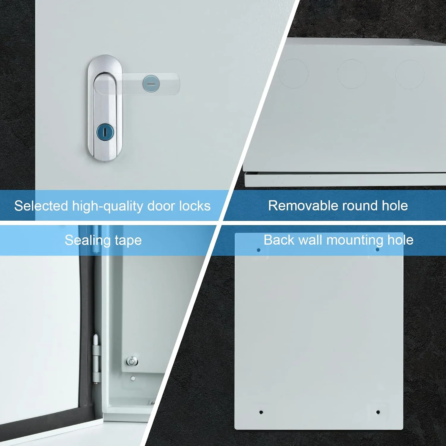 Steel Electrical Junction Box, Indoor&Outdoor Electrical Enclosure Box, Wall Mounted Waterproof&Dustproof Metal Box, Universal Electric Equipment Enclosure Box with Safety Locks and Mounting Plates