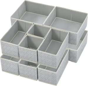 Stero 12 Pack Drawer Organizers for Clothing, Dresser Drawer Organizer Clothes, Fabric Foldable Closet Organizers and Storage Basket Bins for Clothes, Underwear, Bras, Socks (Blended)