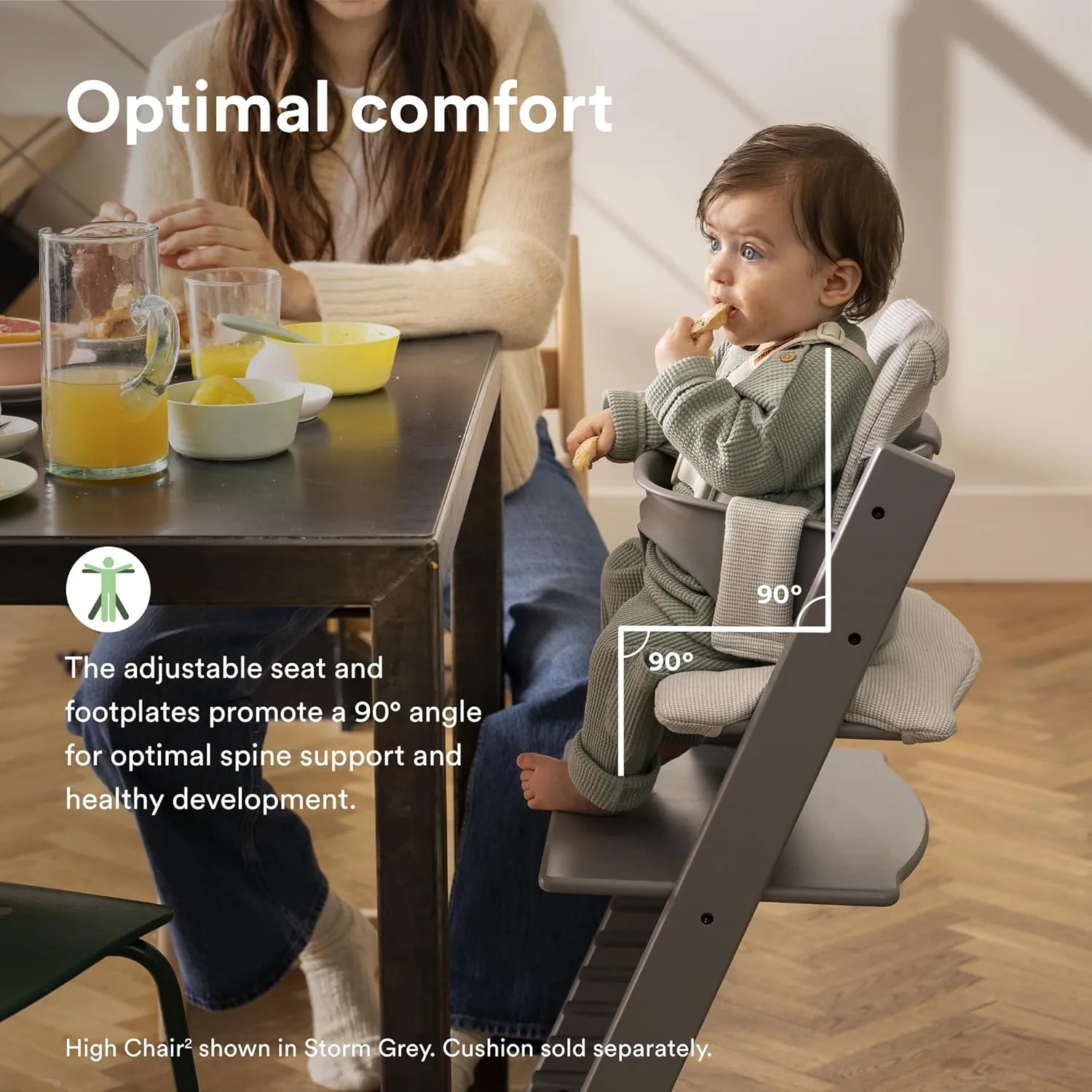 Stokke Tripp Trapp High Chair 2, Fjord Blue - Includes Chair   Baby Set with Removable Harness for Children 6-36 Months - Adjustable, Ergonomic & Easy to Clean