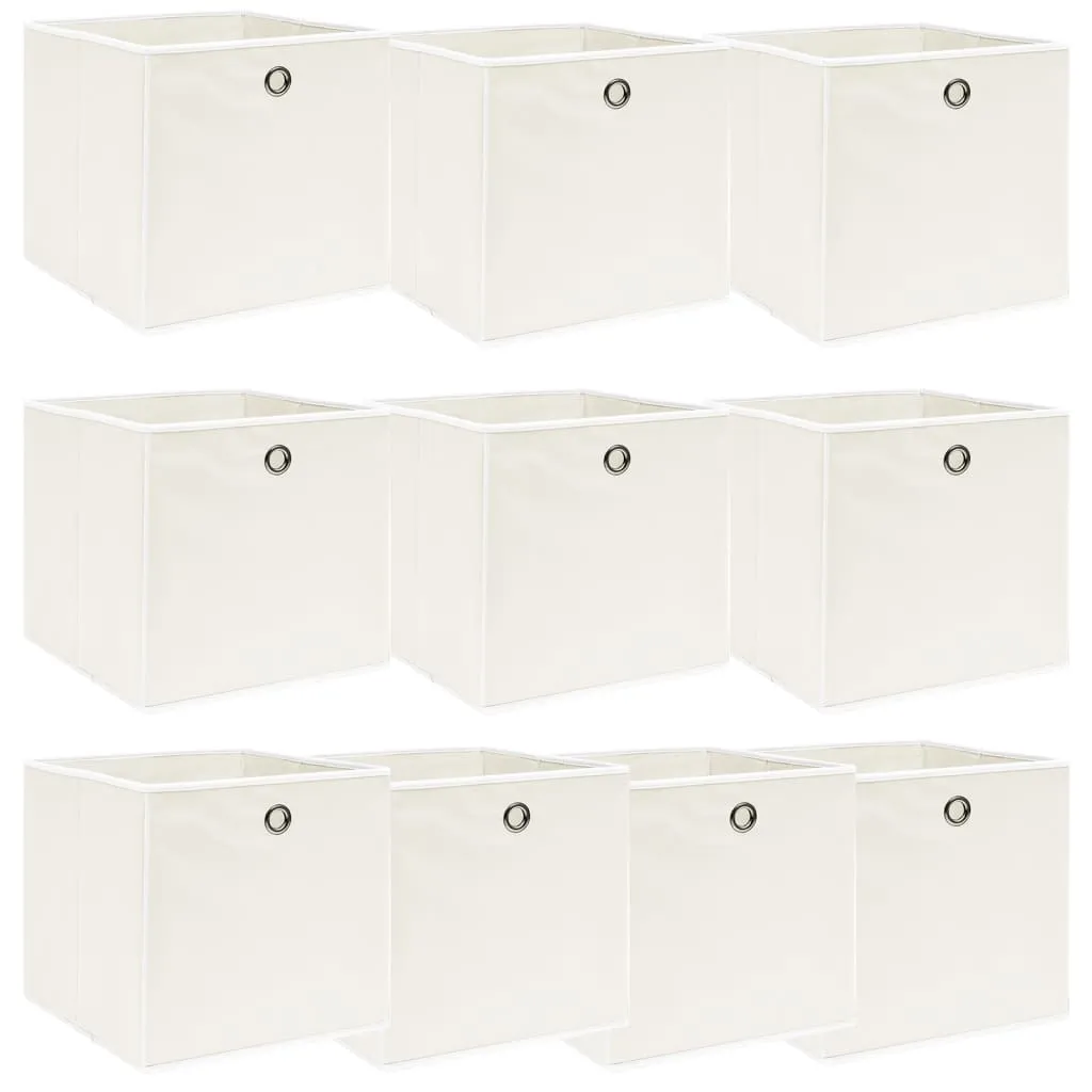 Storage Boxes 10 pcs White 32x32x32 cm Fabric