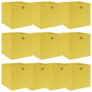 Storage Boxes 10 pcs Yellow 32x32x32 cm Fabric