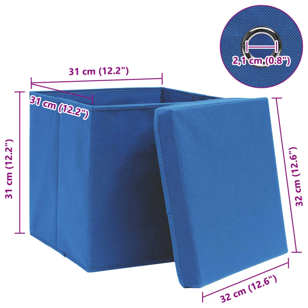 Storage Boxes with Lids 10 pcs Blue 32x32x32 cm Fabric