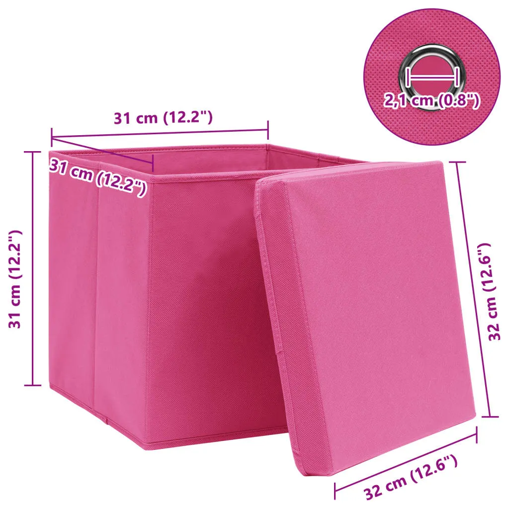 Storage Boxes with Lids 4 pcs Pink 32x32x32 cm Fabric