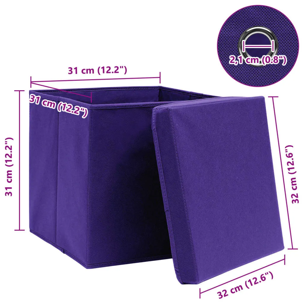 Storage Boxes with Lids 4 pcs Purple 32x32x32 cm Fabric