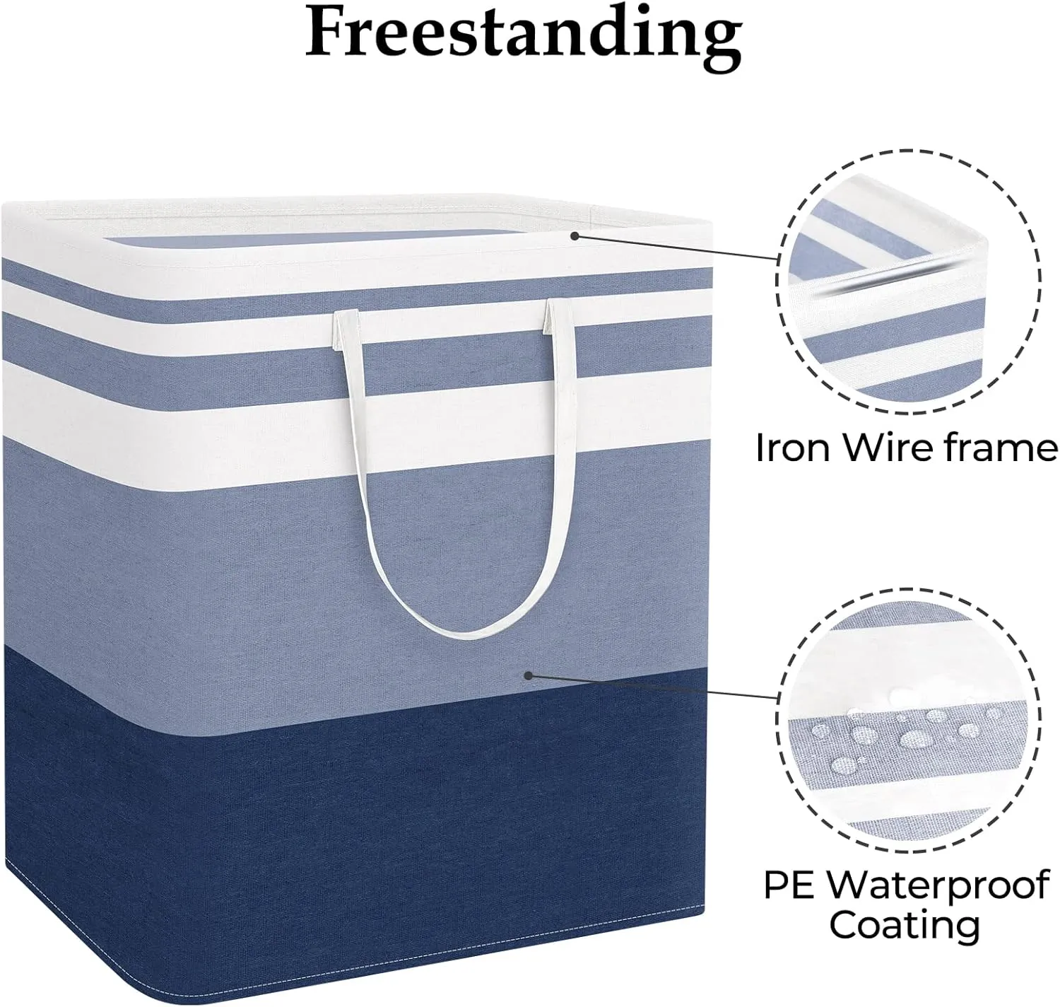 StorageRight Laundry Basket Hamper Large Collapsible Laundry Hamper with Easy Carry Handles，Freestanding Clothes Hampers for Laundry, Bedroom, Dorm, Clothes, Towels, 100L, Gradient Blue