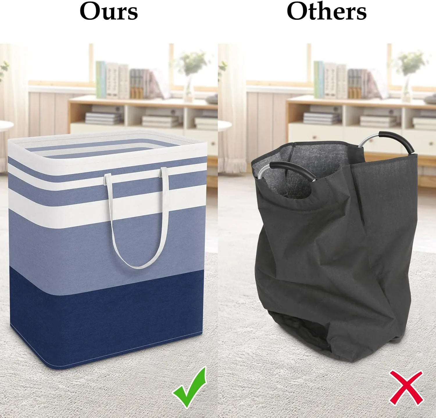 StorageRight Laundry Basket Hamper Large Collapsible Laundry Hamper with Easy Carry Handles，Freestanding Clothes Hampers for Laundry, Bedroom, Dorm, Clothes, Towels, 100L, Gradient Blue