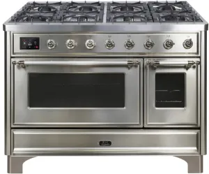 Stove 48" ILVE Gas Range Dual Fuel Double Oven
