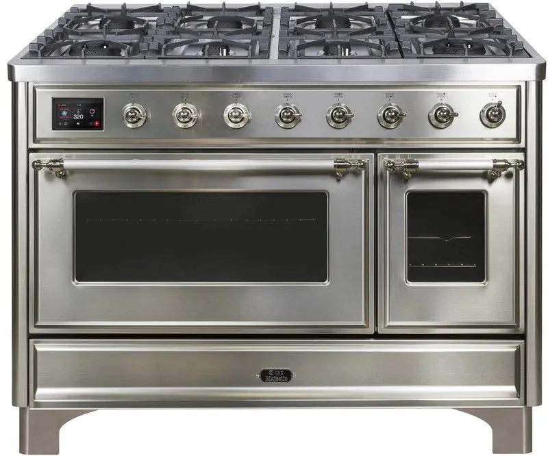 Stove 48" ILVE Gas Range Dual Fuel Double Oven