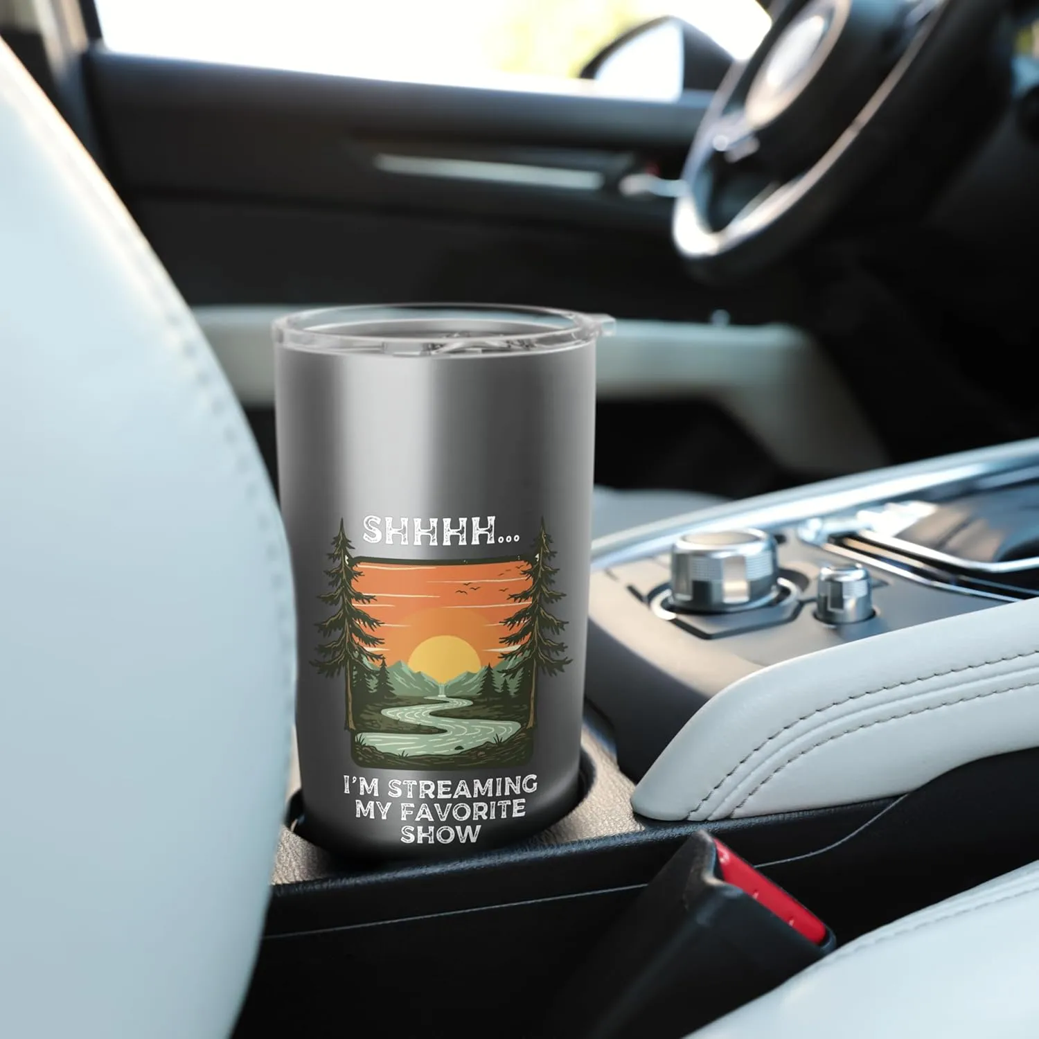 Stream Outdoors Peace Streaming Favorite Show Camping Sunset Stainless Steel Insulated Tumbler