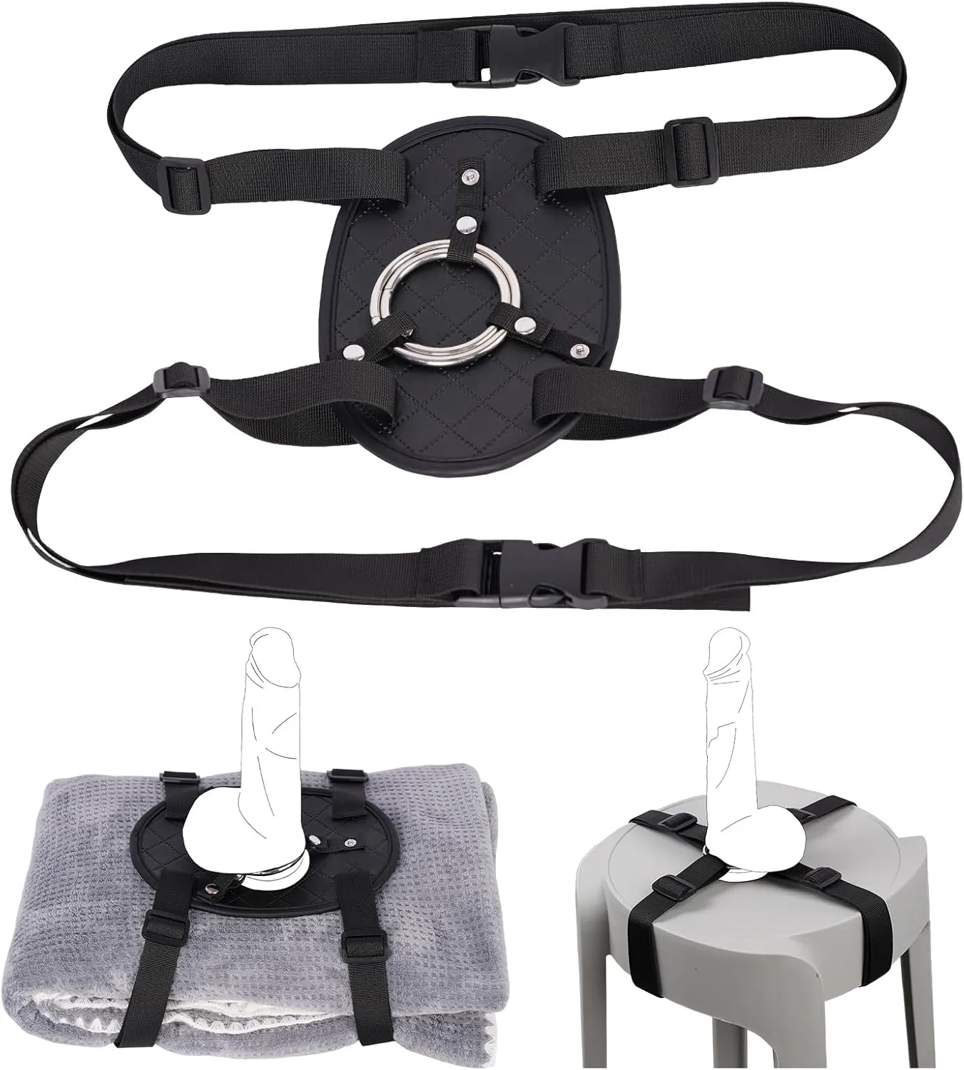 Suction Cup Dildo Mount, Fantasy Dildo Holder Saddle Machine, Strap on Pillow Towel Chair Bench Furniture Thigh, Fits Small&Big Dildos, BDSM Straps Harness Accessory for Adult Solo Sex Toys